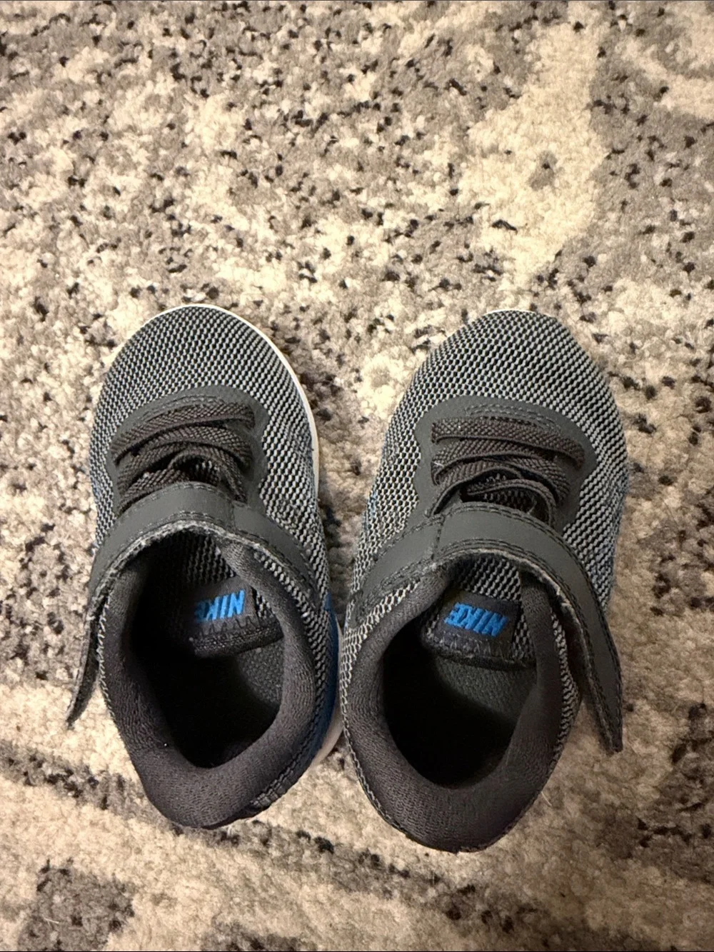 Nike Kids Gray Sneakers with Blue Swoosh